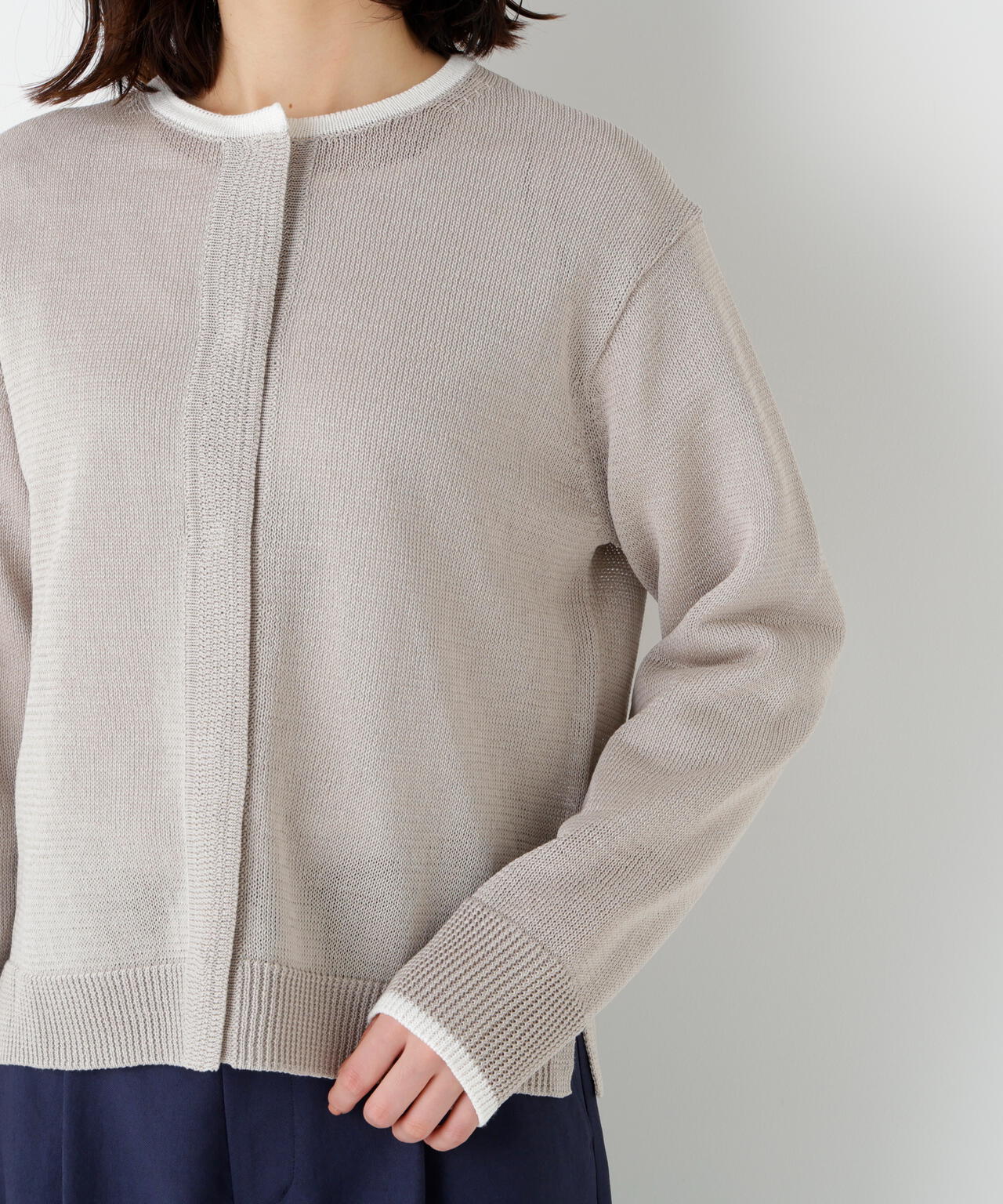 ミドルゲージギマクルーネックカーディガン