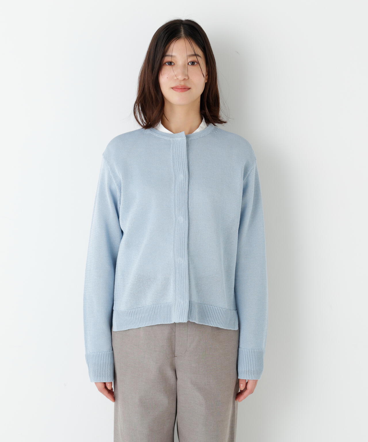 ミドルゲージギマクルーネックカーディガン