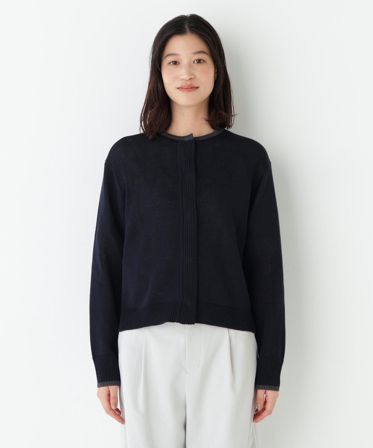 ミドルゲージギマクルーネックカーディガン