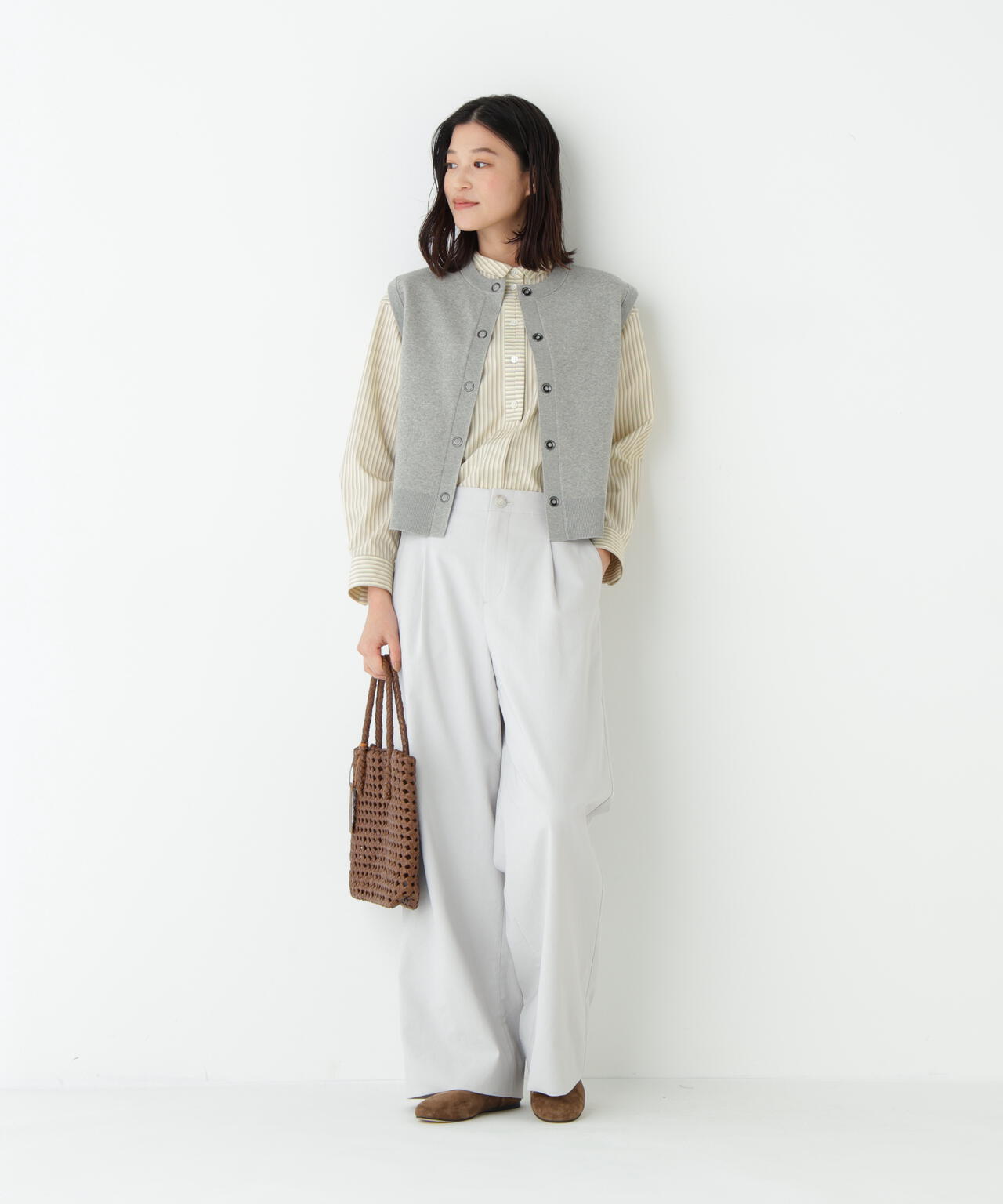 ハイツイストコットン混ジャカードベスト