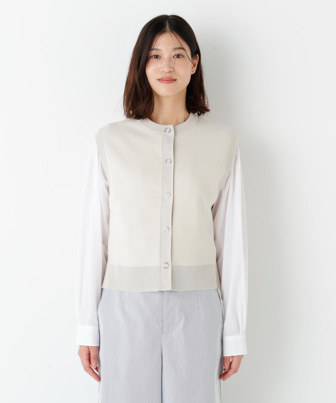 ハイツイストコットン混ジャカードベスト