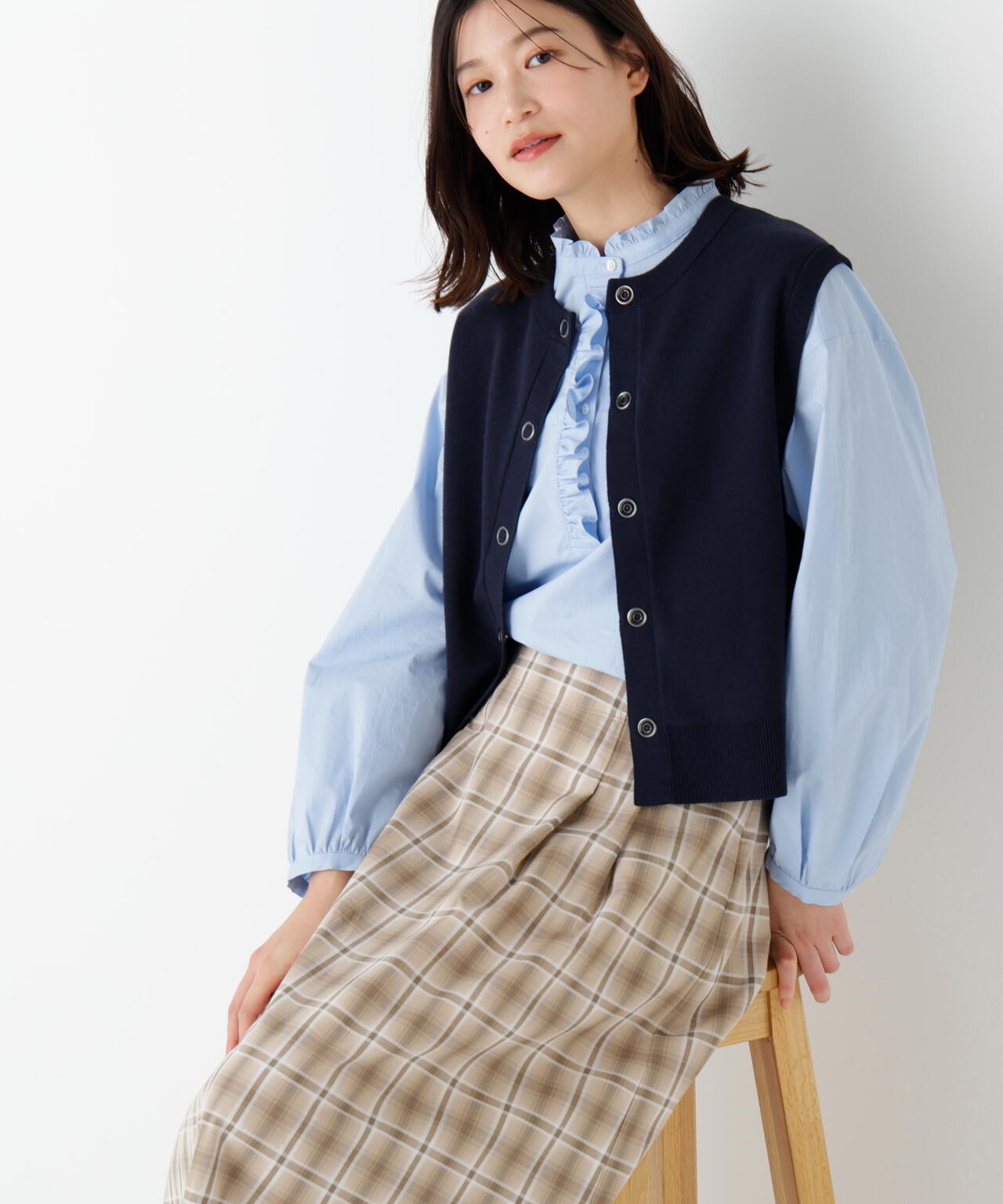 ハイツイストコットン混ジャカードベスト