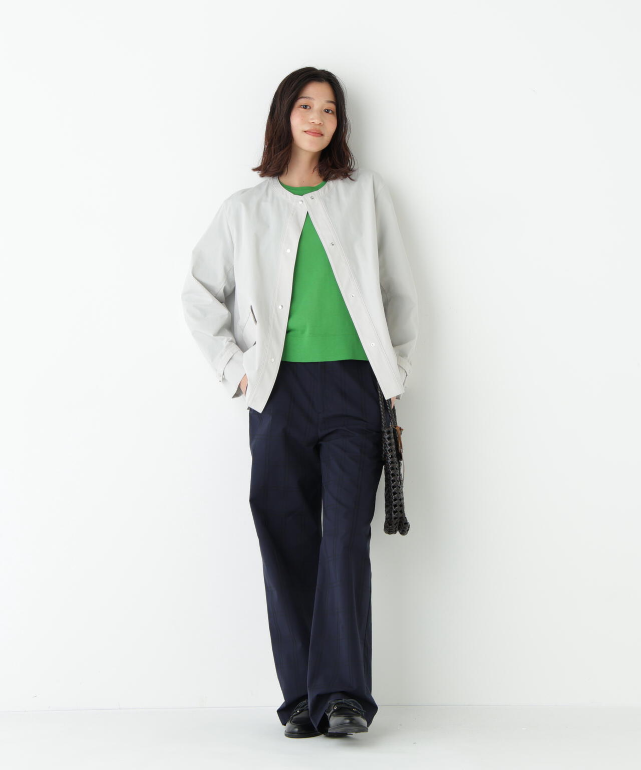 ネックダブルプルオーバーニット