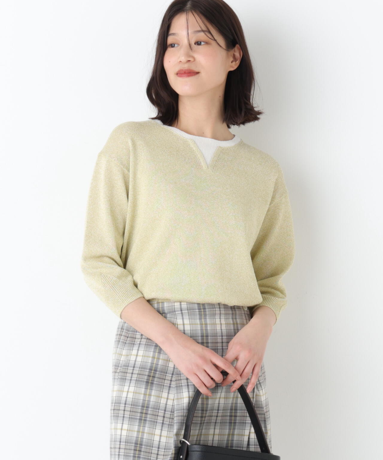 《名品 / 洗える》ペーパーヤーンクルーネックプルオーバー