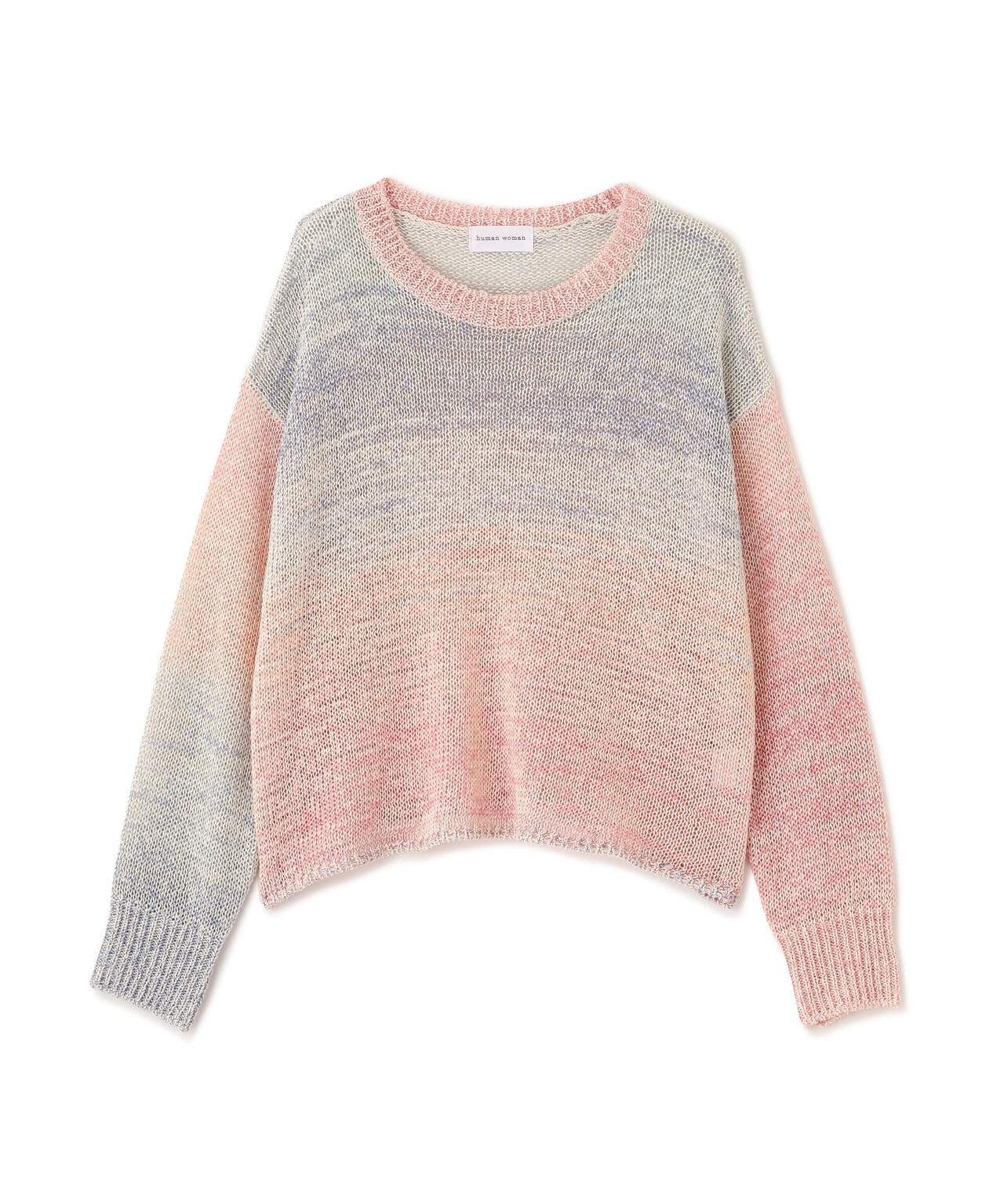 《洗える》コットン混 カスリヤーンクルーネックプルオーバー