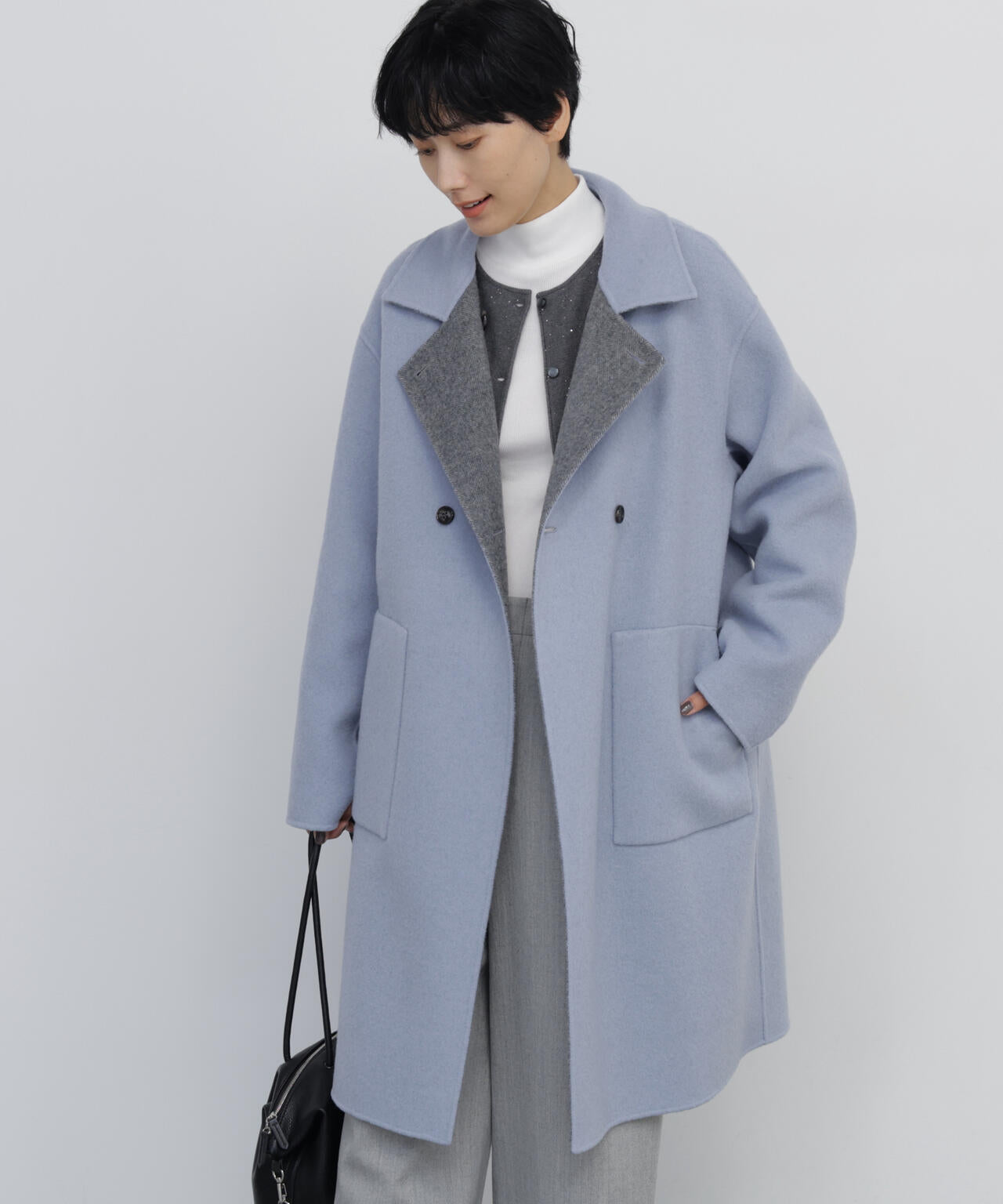 名品 / リバーシブル着用可》リバー ダブルステンカラーコート | human