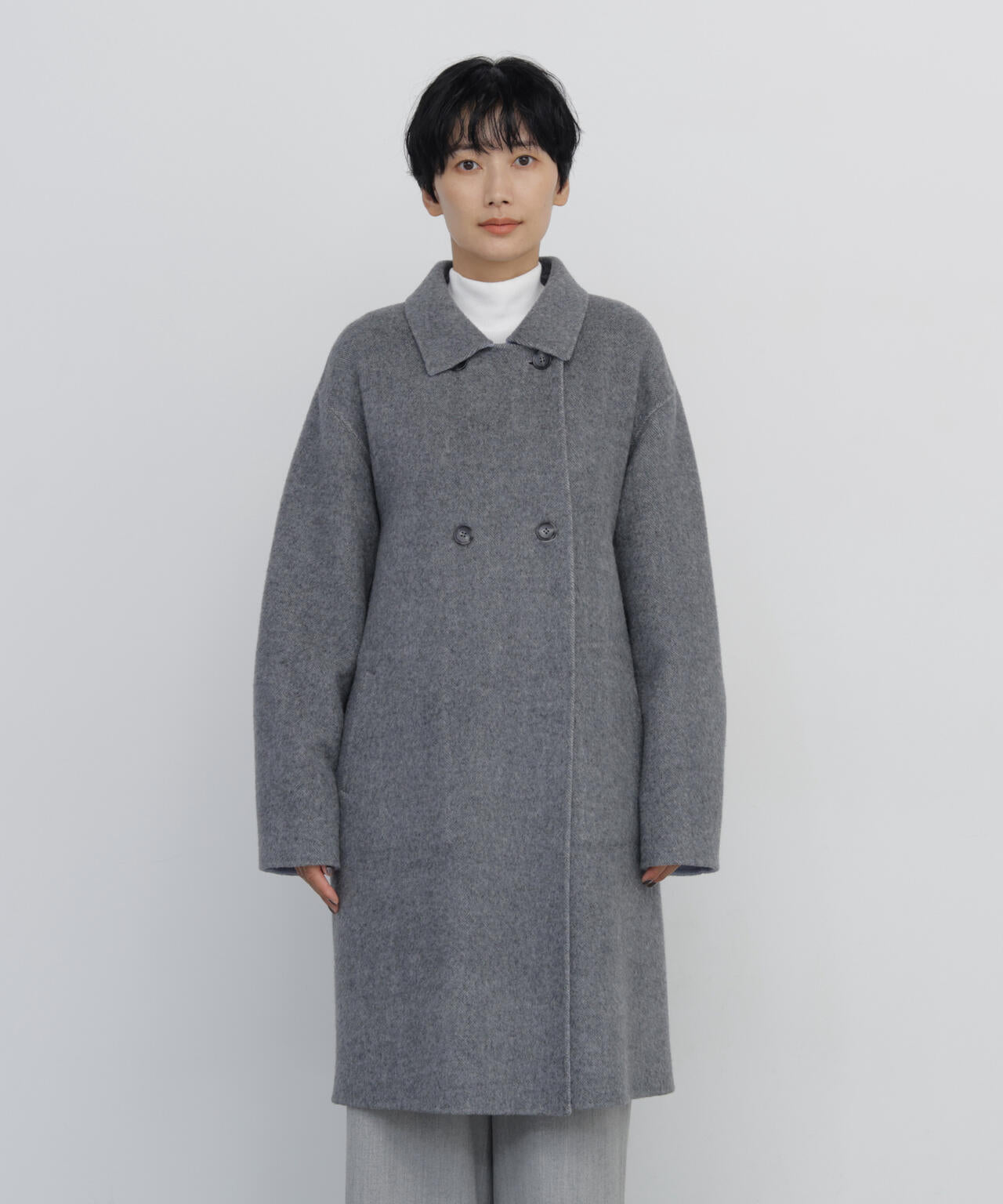 名品 / リバーシブル着用可》リバー ダブルステンカラーコート | human