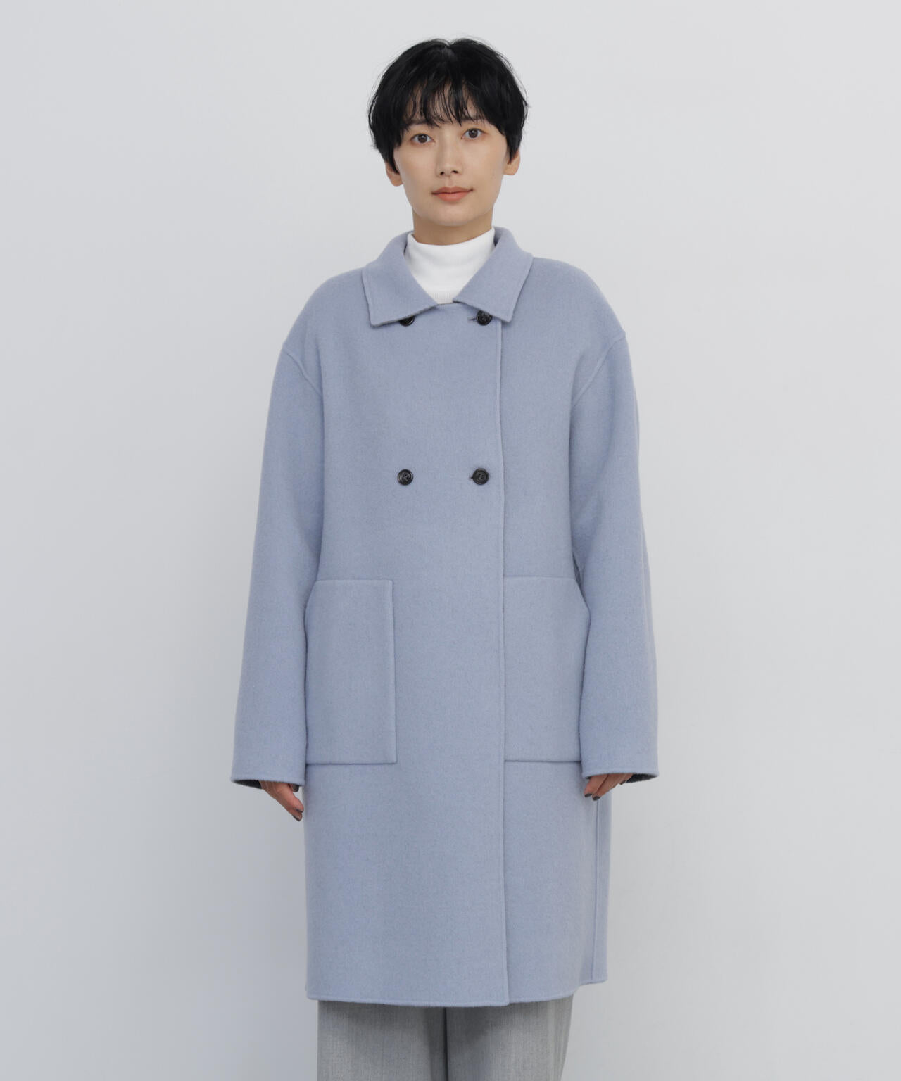 名品 / リバーシブル着用可》リバー ダブルステンカラーコート | human