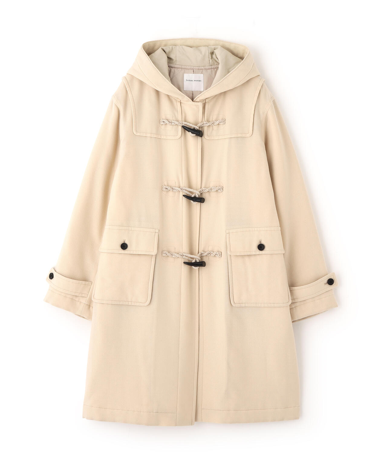 未使用human woman ベージュ ダッフルコート TWツイルダッフルコート | human woman（ヒューマンウーマン
