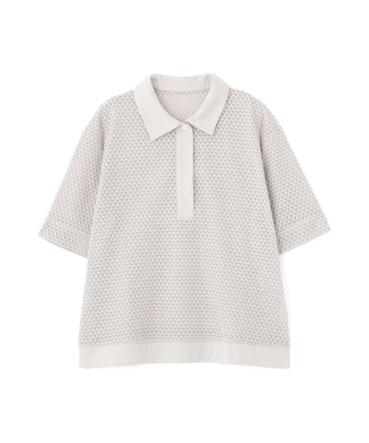 リーフ格子レース　ポロＴシャツ