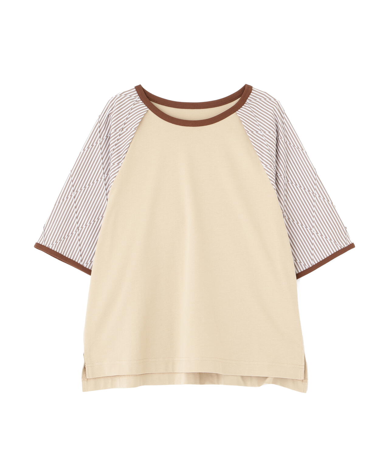ストライプドッキング ラグランスリーブ リンガーTシャツ | human