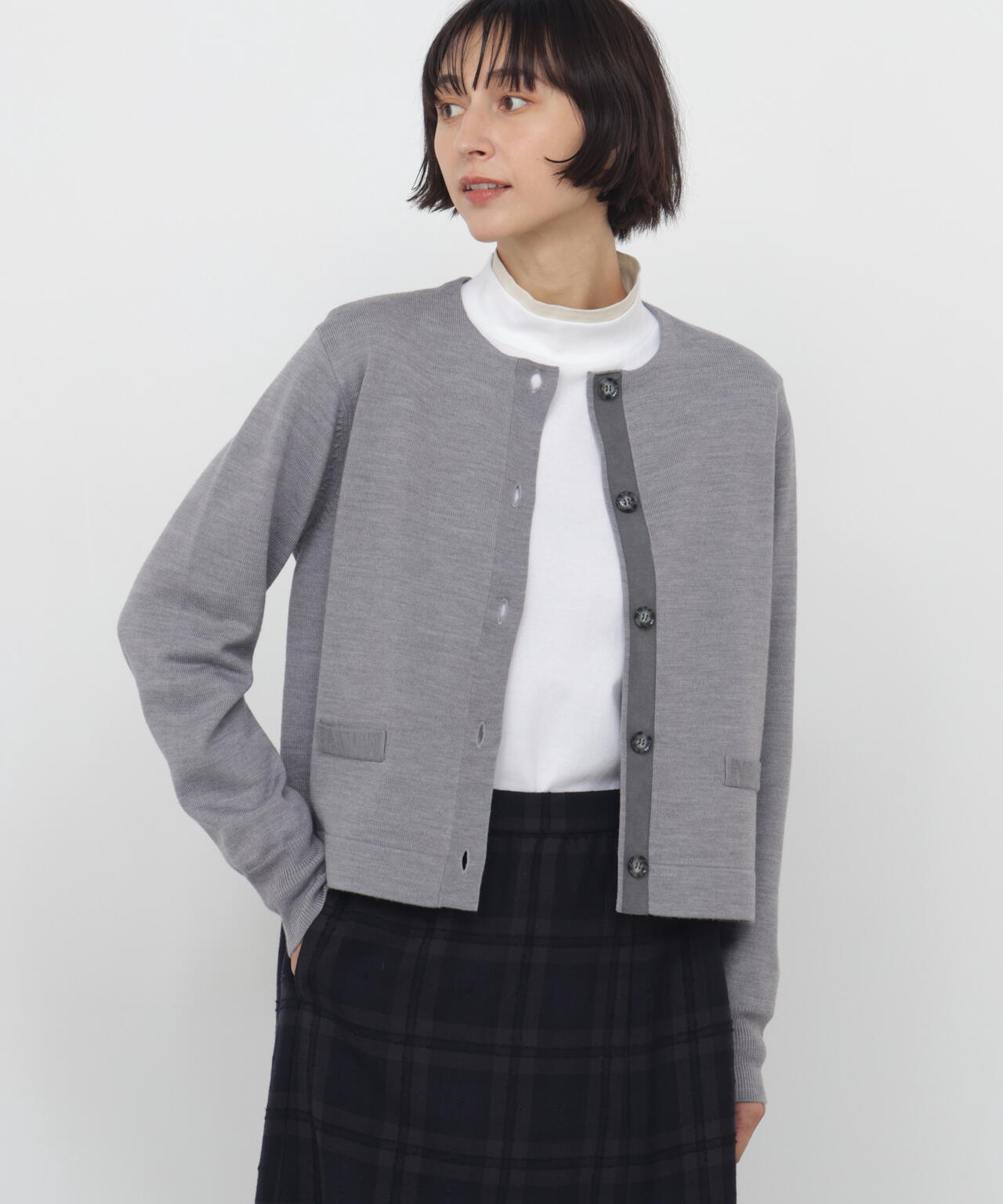 ハイゲージプレーティング天竺クルーカーディガン | human woman