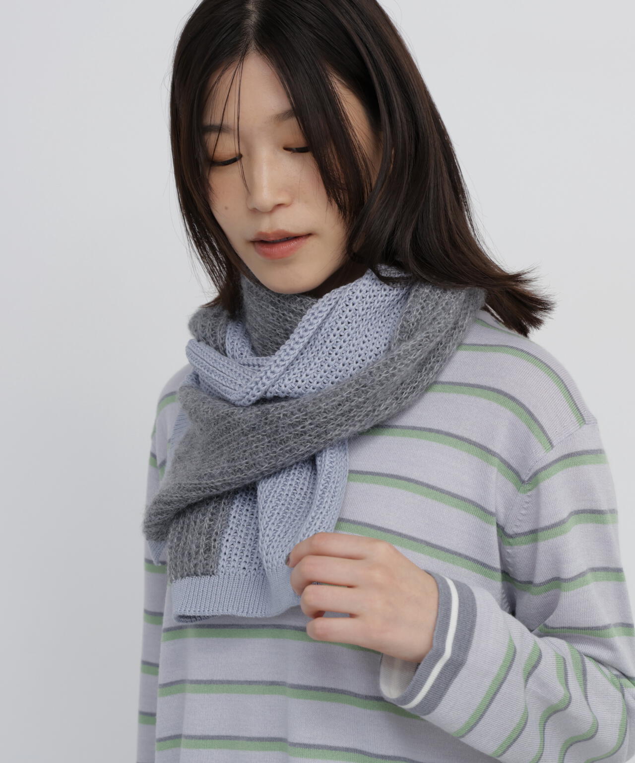 ヒューマンウーマン　メルトンバイカラーショートコート　モカ×水色　マフラー付 バイカラーマフラー | human woman（ヒューマンウーマン） ｜【公式