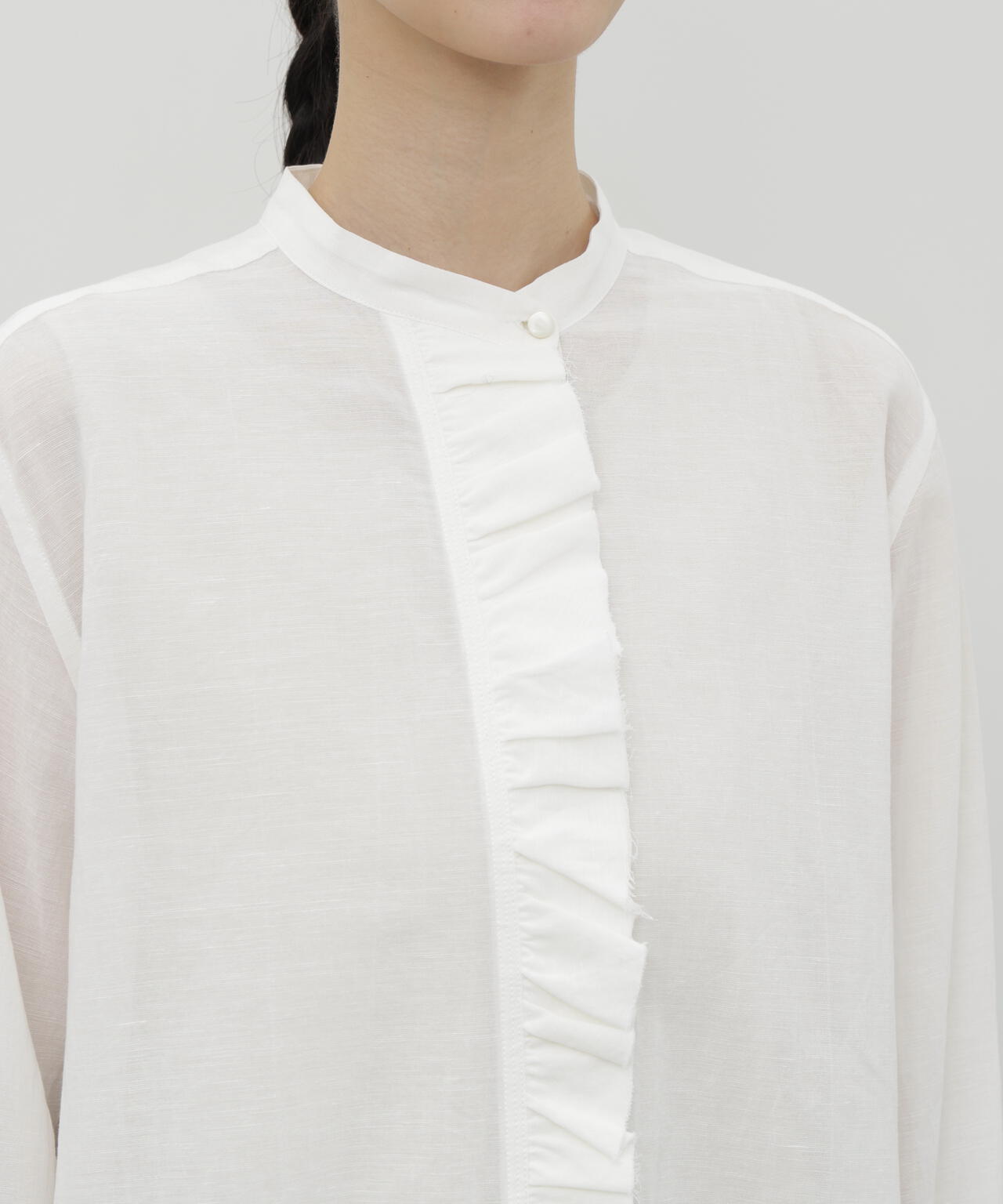 綿麻ボイルフリルブラウス