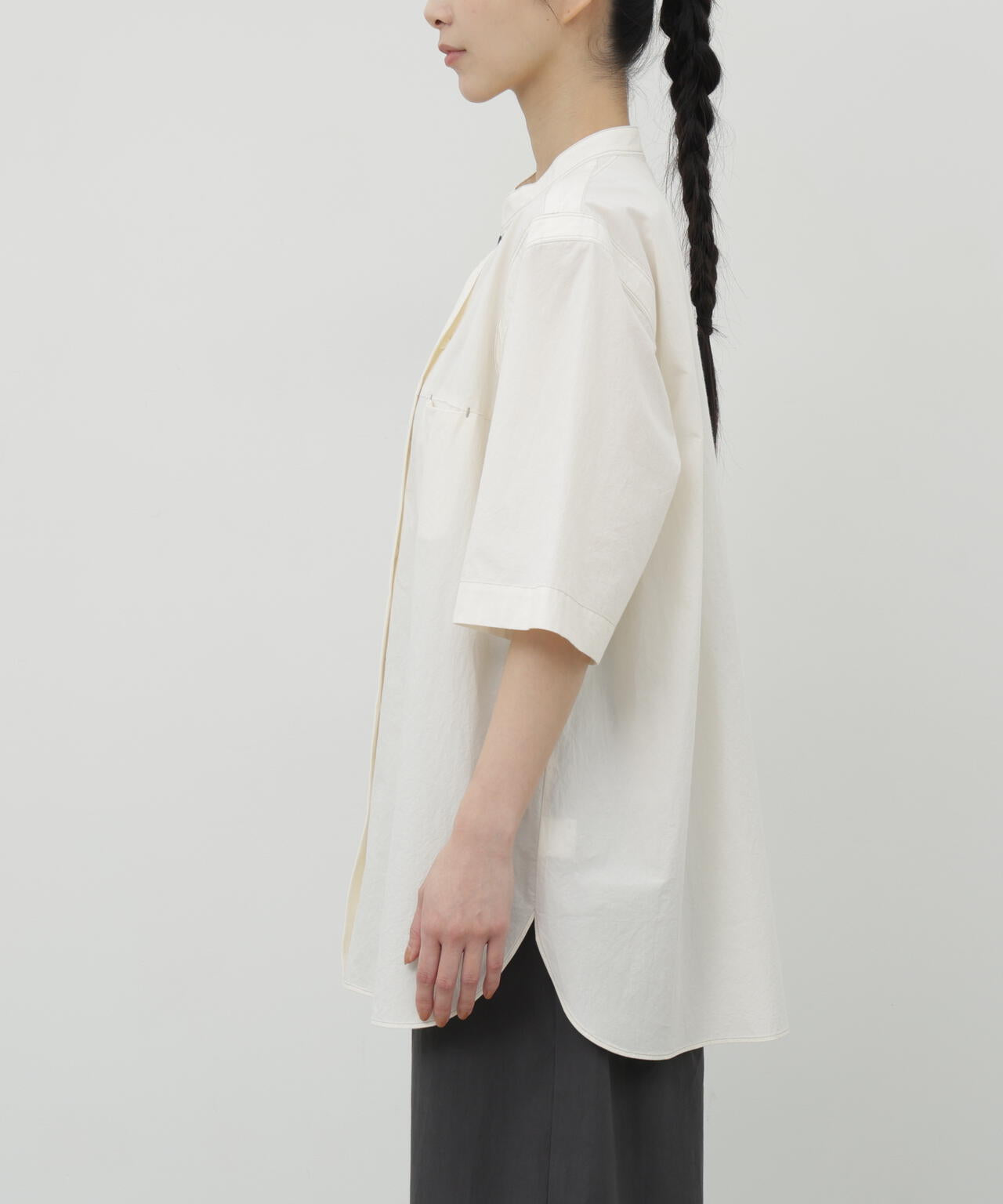《KASANEZUKI》 コットンワッシャーオーバーサイズ半袖シャツ