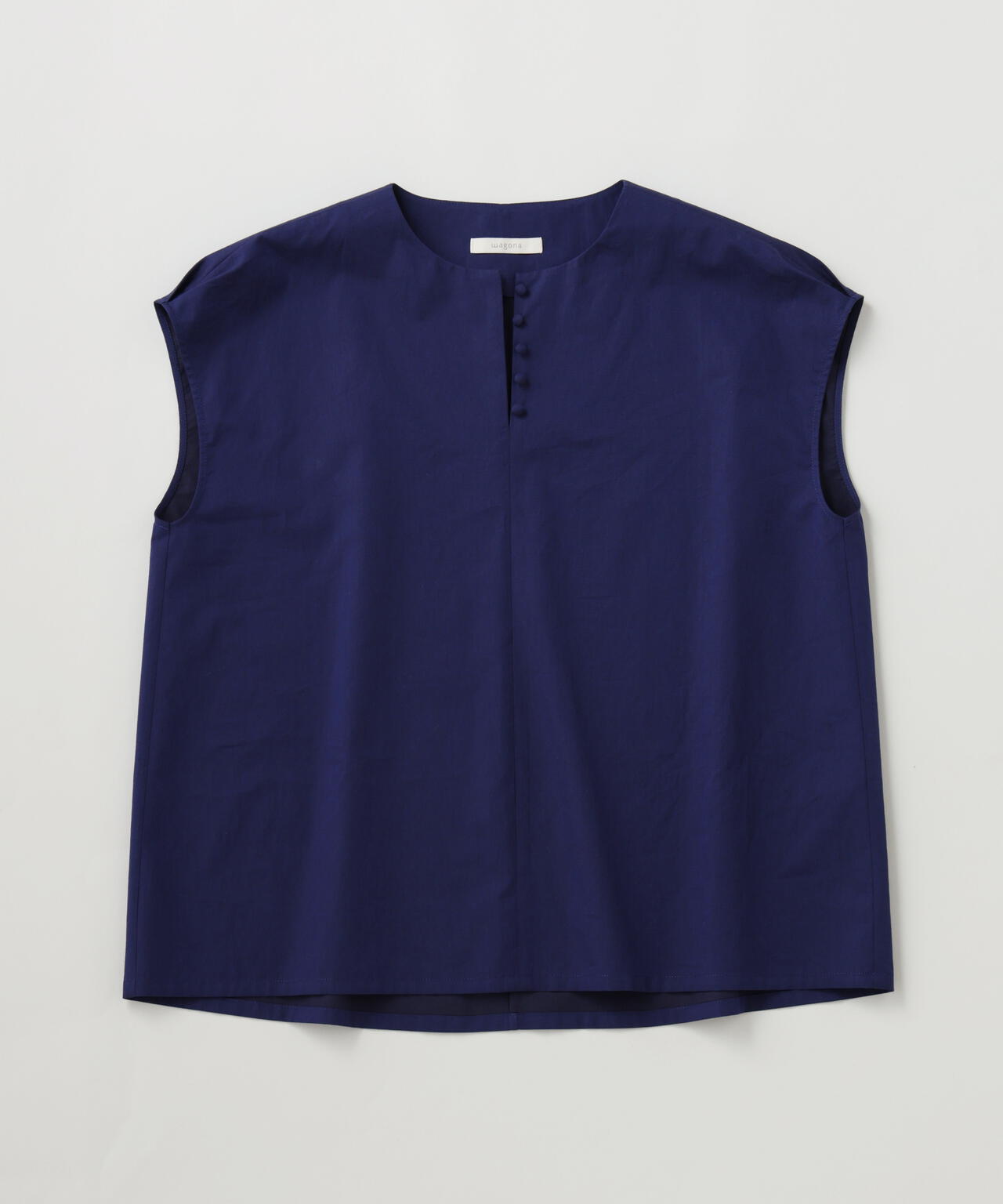 CARVEN　カルヴェン ドレープスリーブブラウス ネイビー オーガニックコットンタイプライターフレンチスリーブブラウス