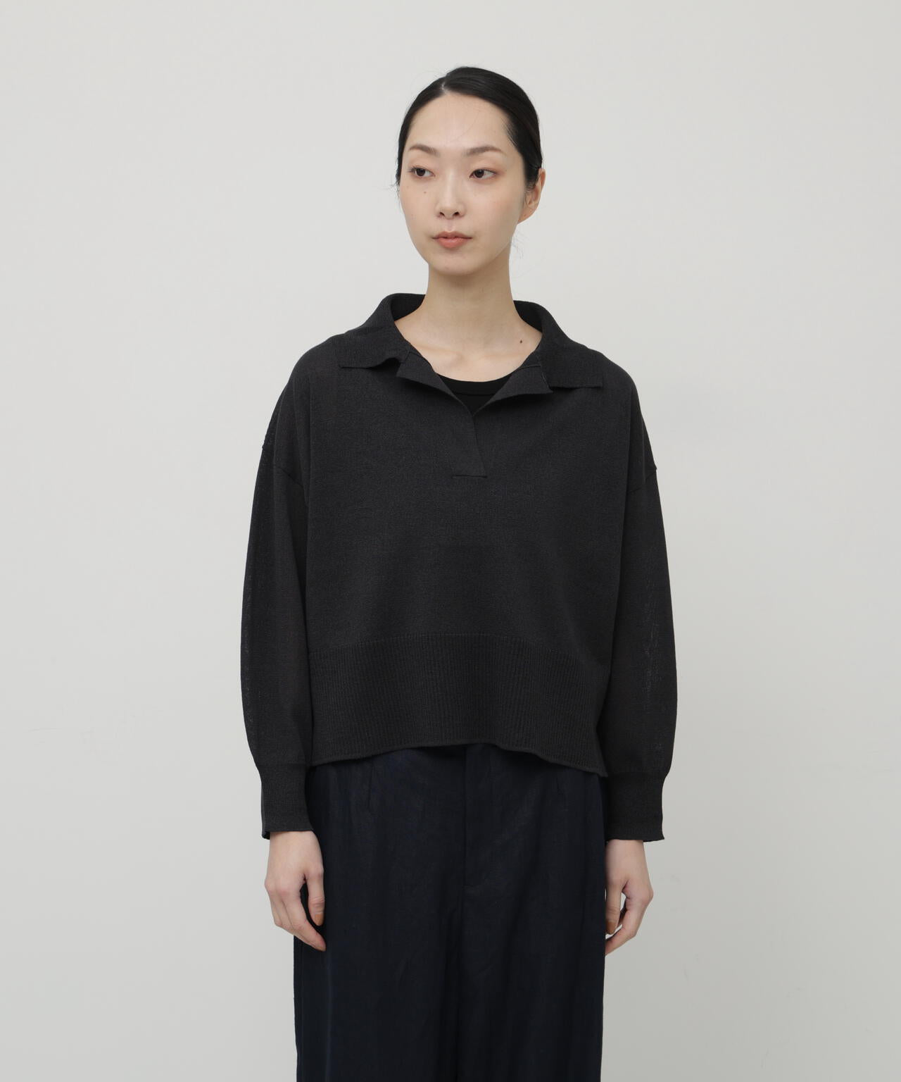 ペーパーヤーンポロニットプルオーバー