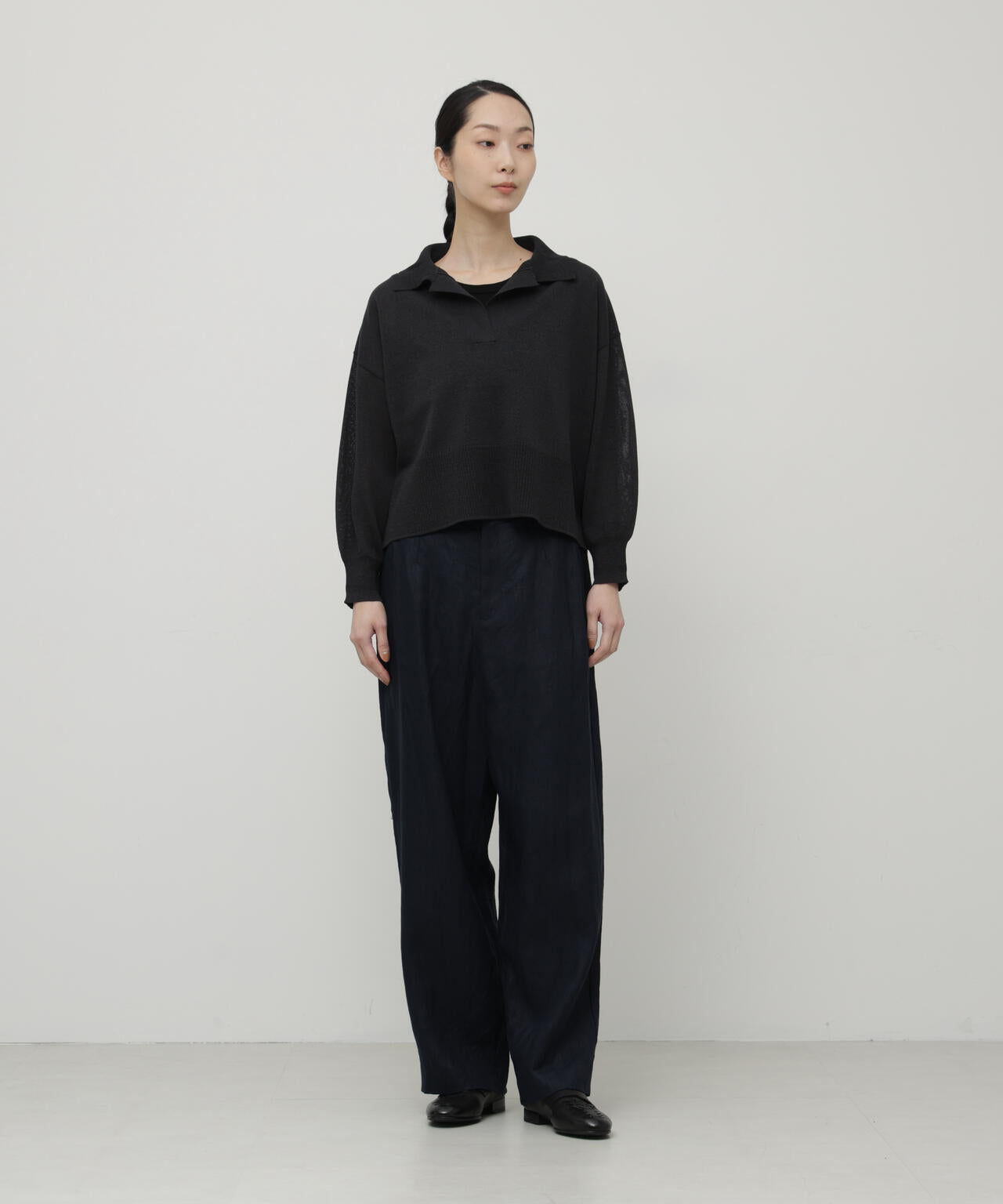 ペーパーヤーンポロニットプルオーバー