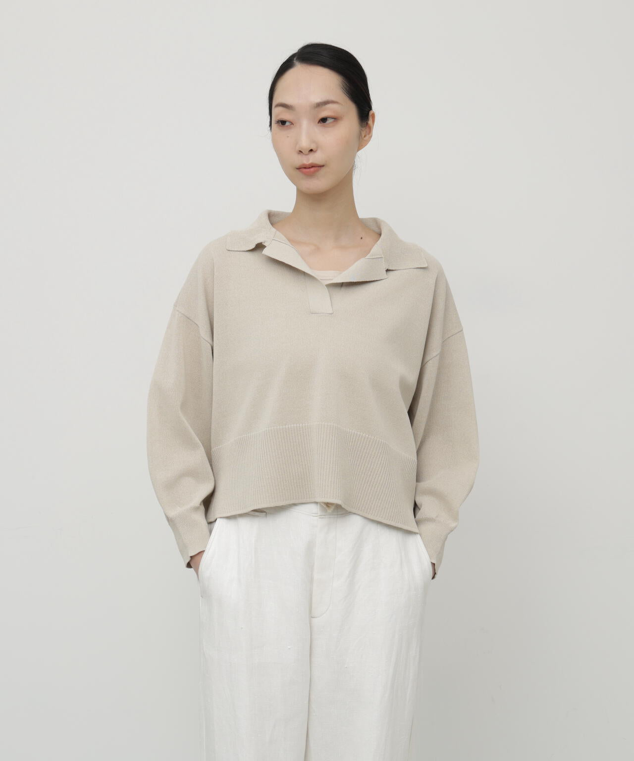 ペーパーヤーンポロニットプルオーバー