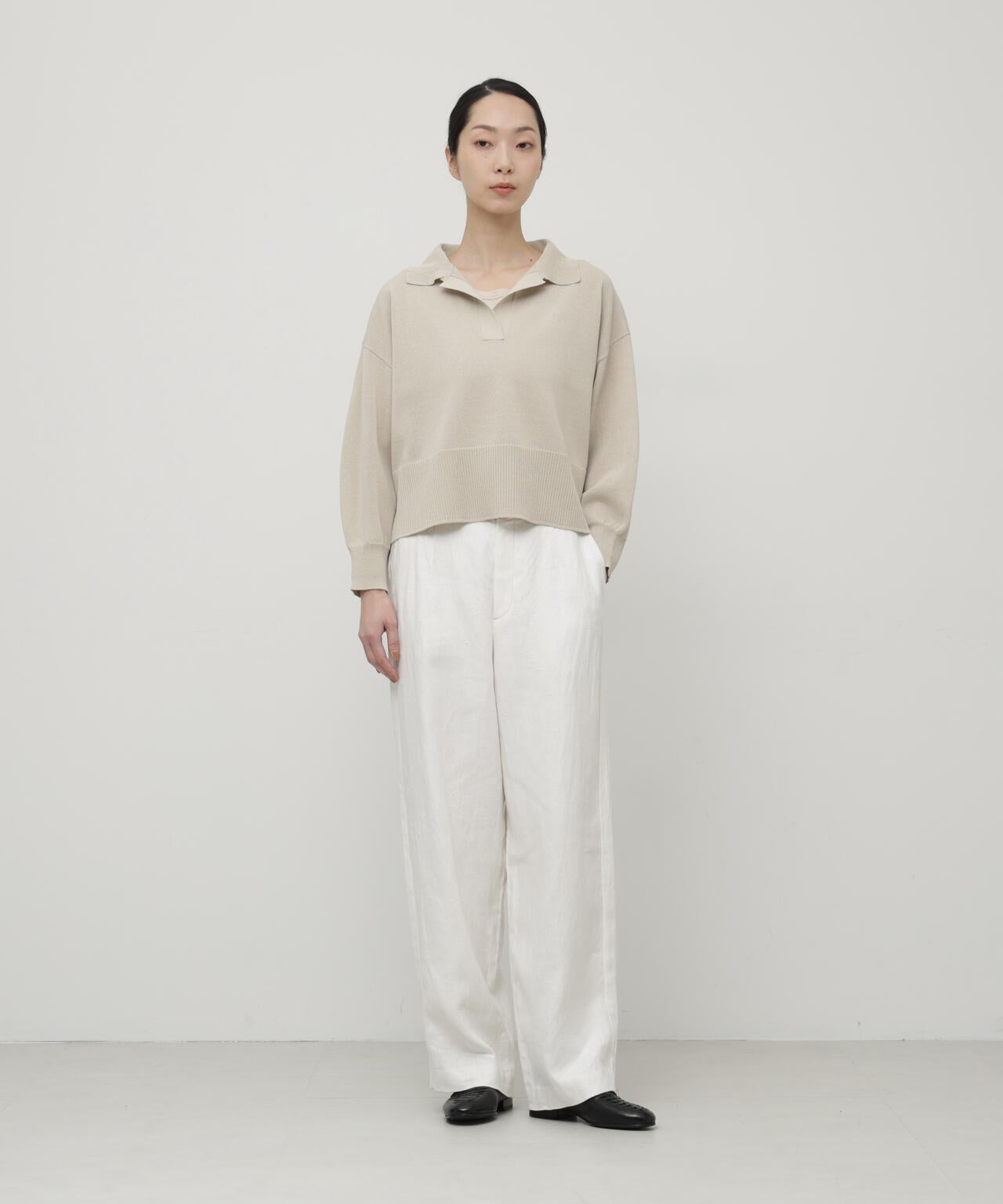 ペーパーヤーンポロニットプルオーバー