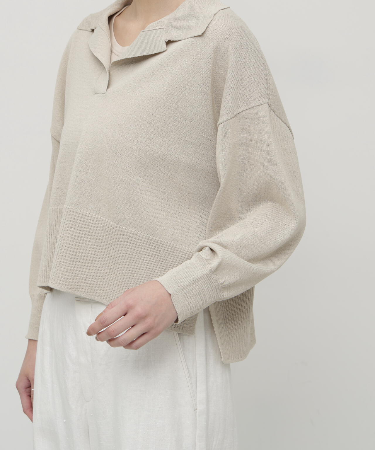 ペーパーヤーンポロニットプルオーバー