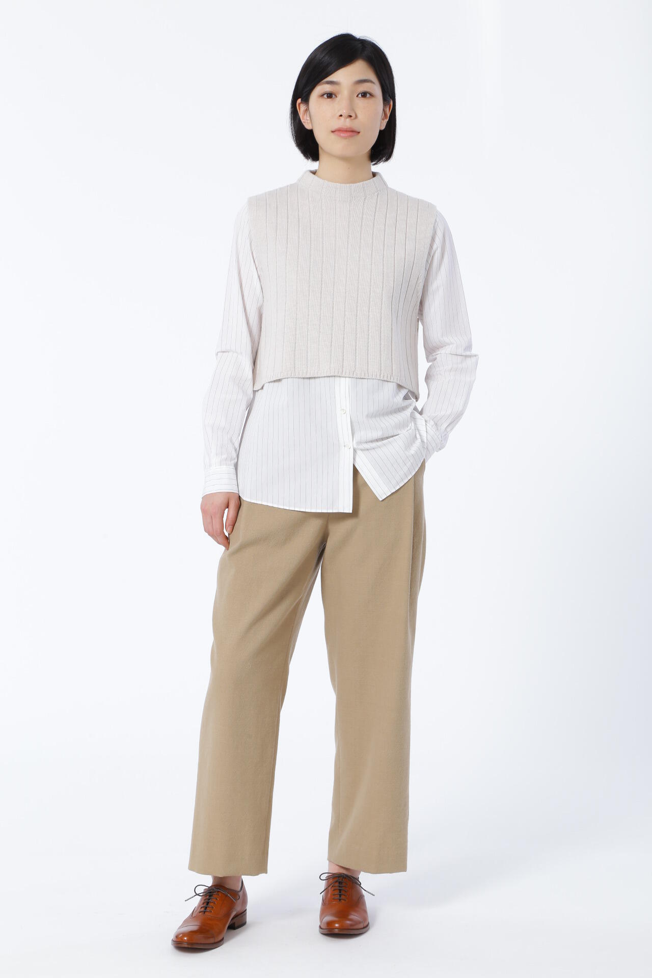 ≪Japan couture≫綿ウールオックステーパードパンツ