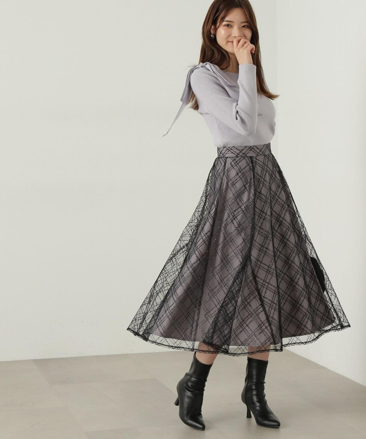 スパンコールチュールフレアスカート | PROPORTION BODY DRESSING