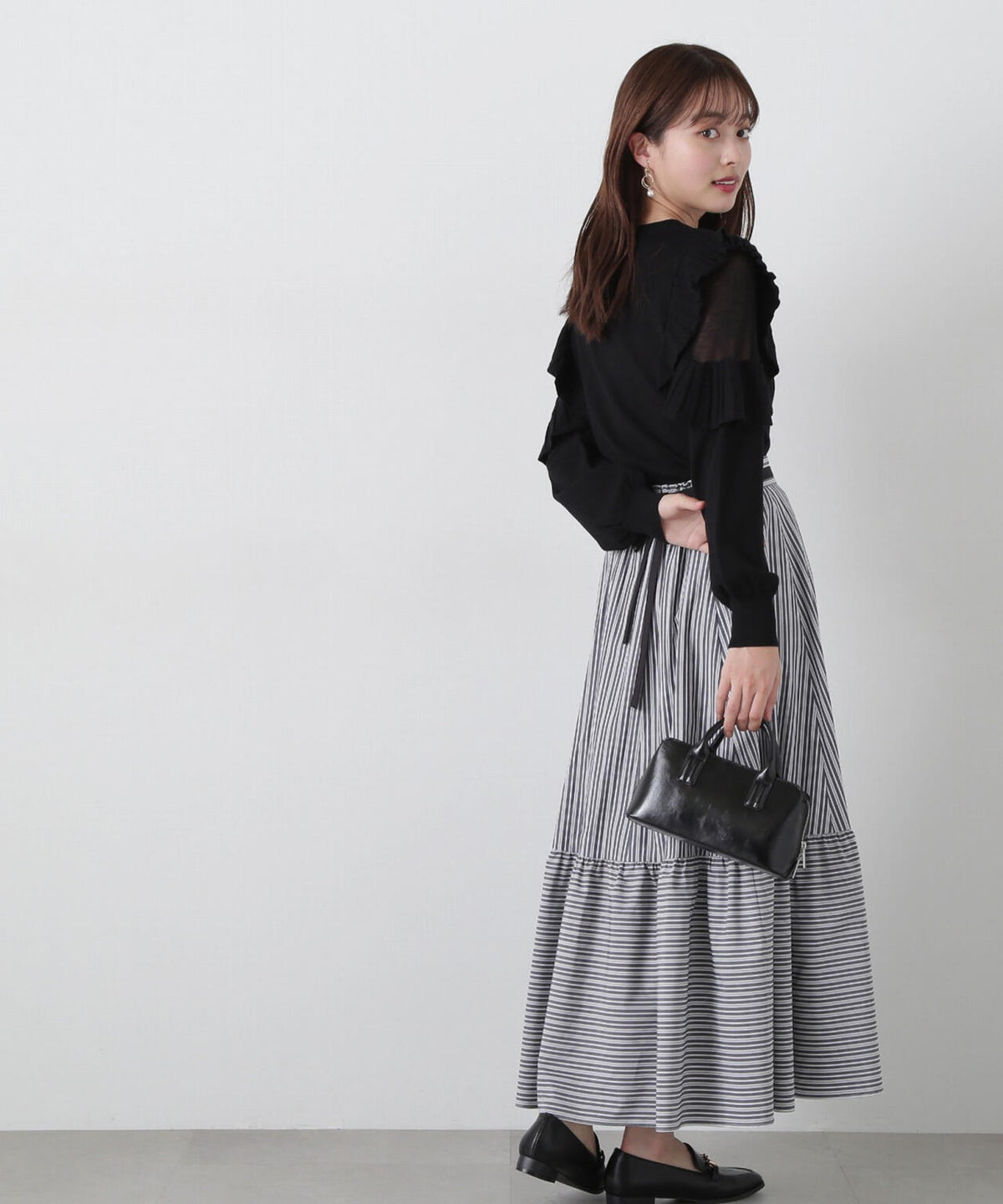 リボン付きストライプスカート