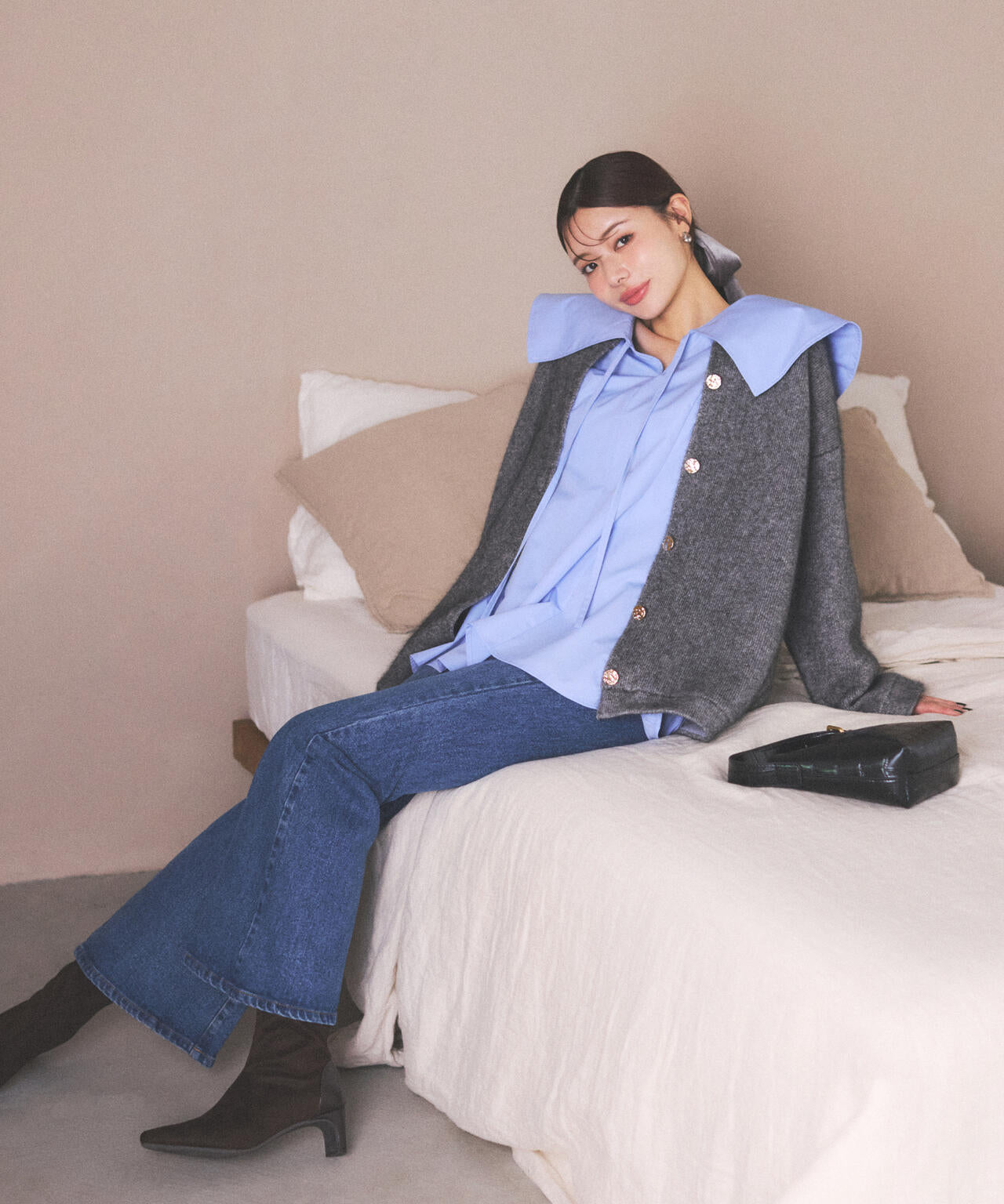 【青島心さん着用】ビッグカラーブラウス