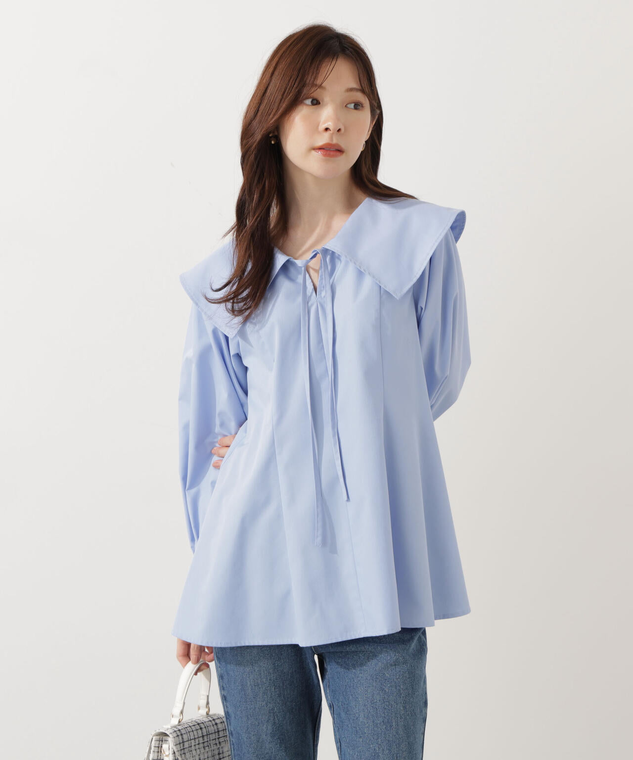 【青島心さん着用】ビッグカラーブラウス