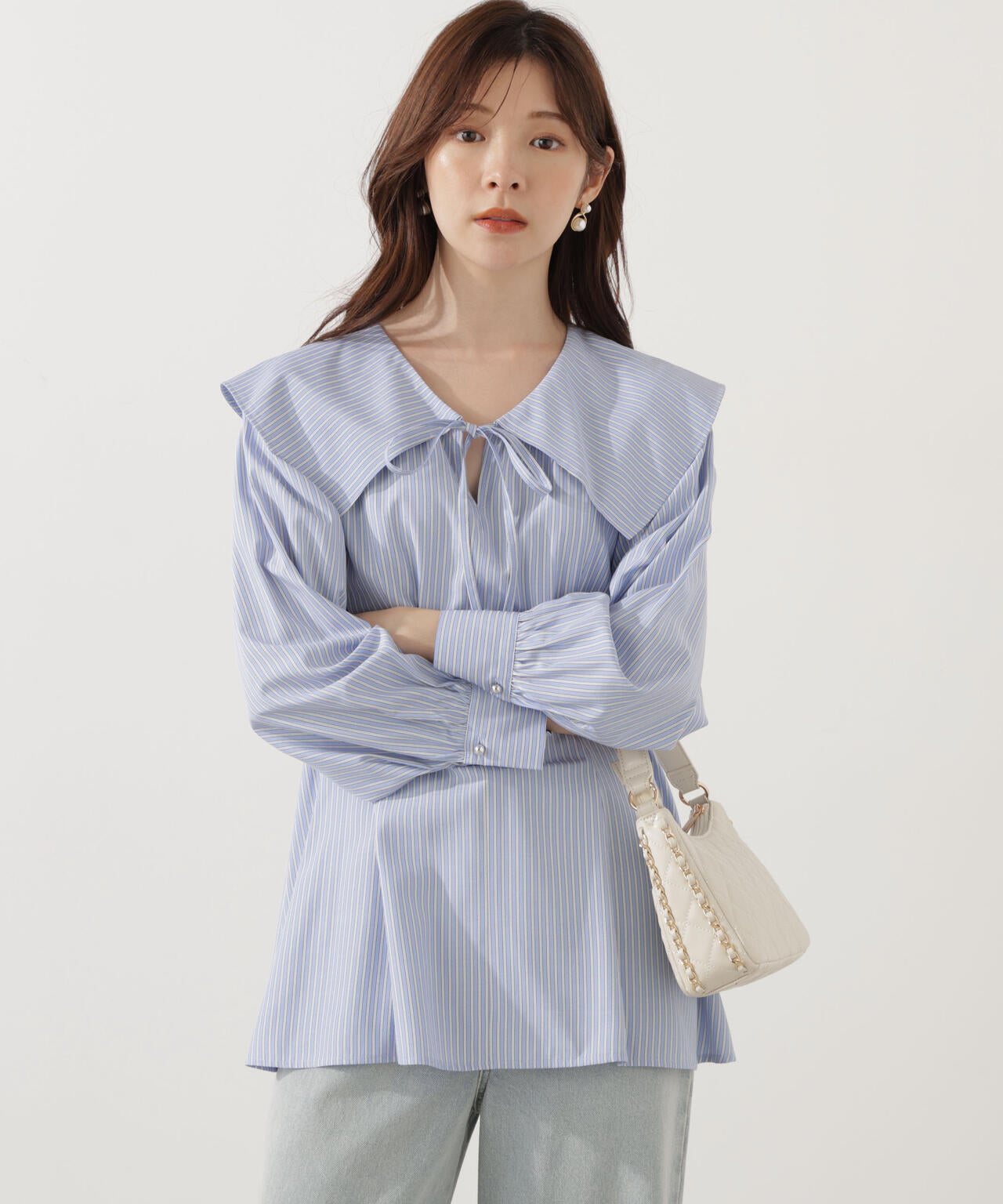 【青島心さん着用】ビッグカラーブラウス