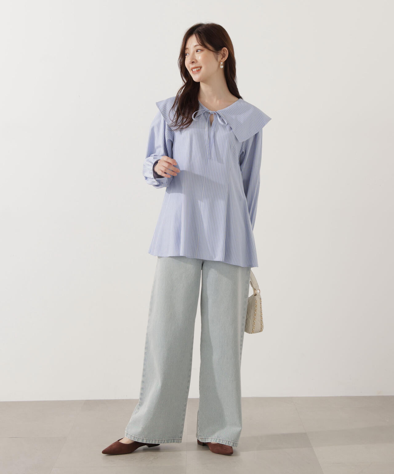 青島心さん着用】ビッグカラーブラウス | PROPORTION BODY