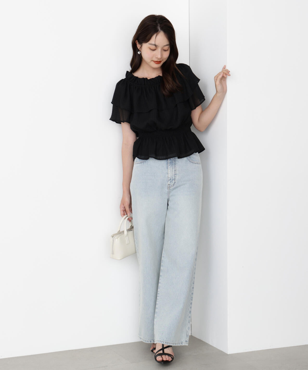 ＜ウォッシャブル＞2wayギャザーペプラムブラウス