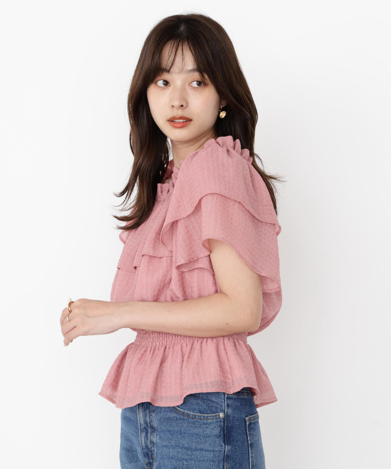 ＜ウォッシャブル＞2wayギャザーペプラムブラウス