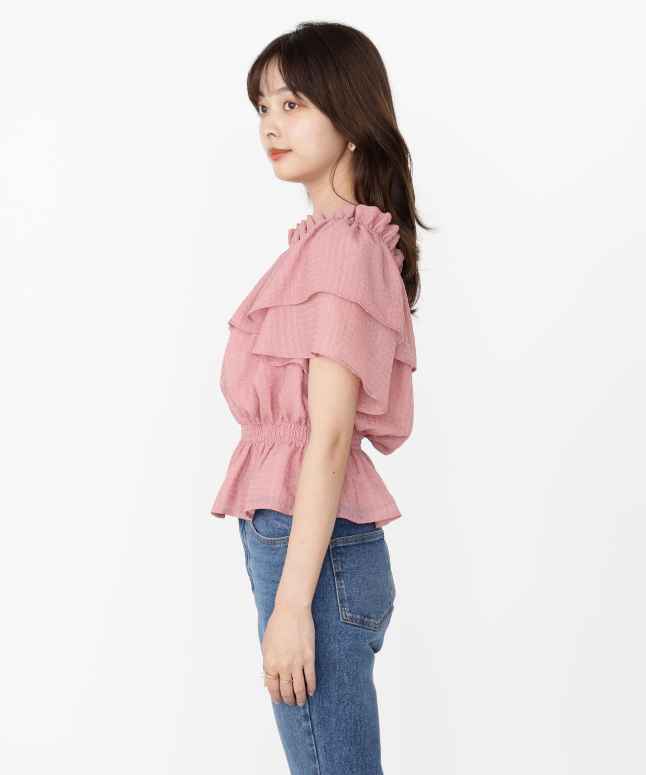 ＜ウォッシャブル＞2wayギャザーペプラムブラウス