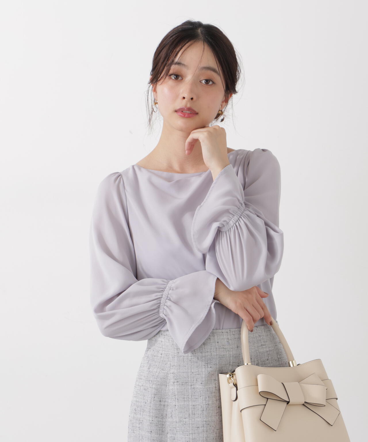 ＜ウォッシャブル＞キャンディースリーブニュアンスブラウス