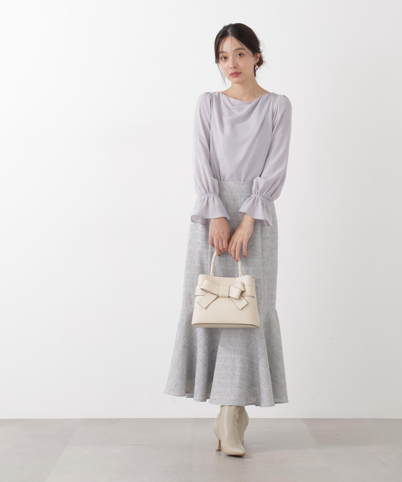 ＜ウォッシャブル＞キャンディースリーブニュアンスブラウス