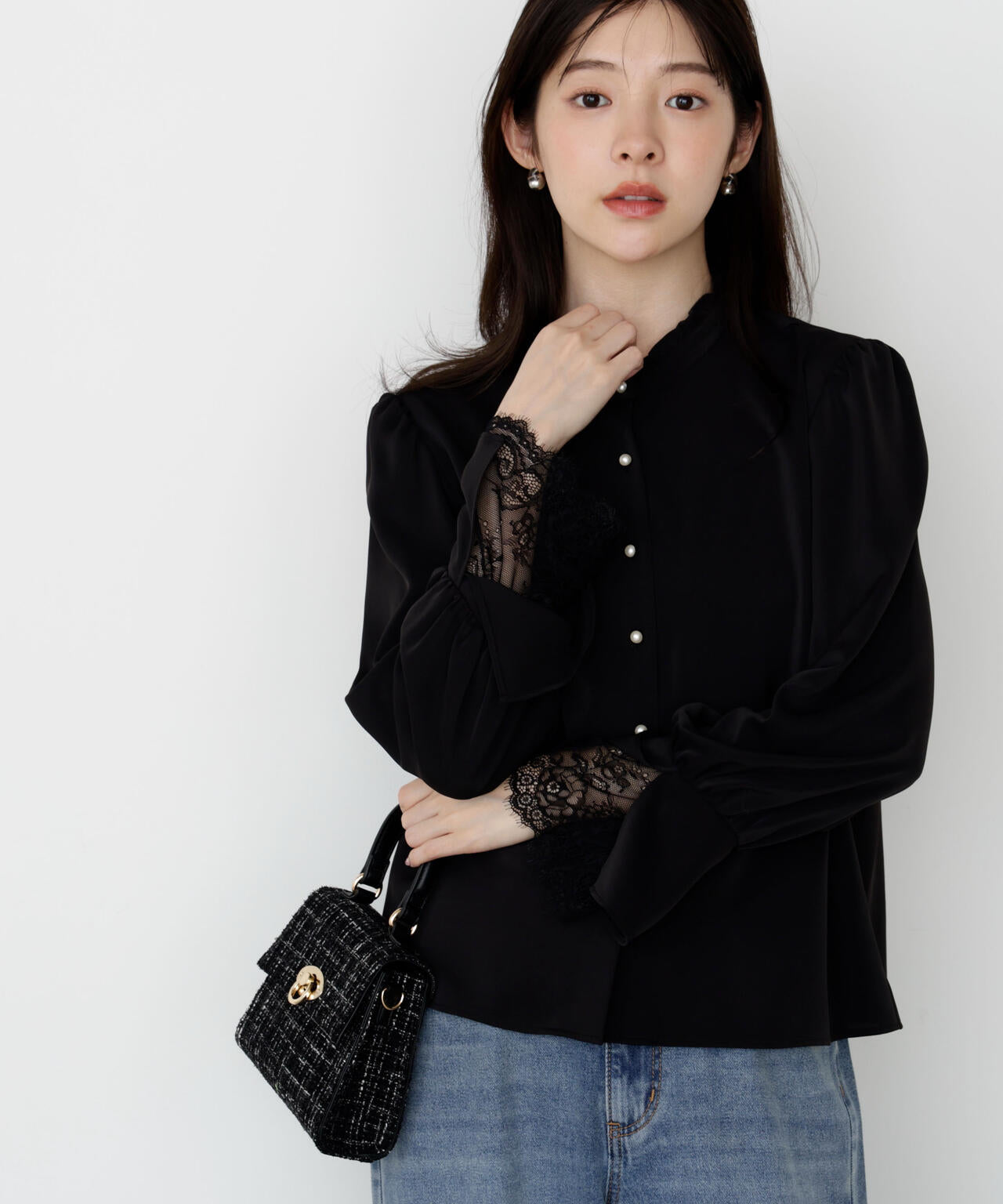 キャンディースリーブパールブラウス