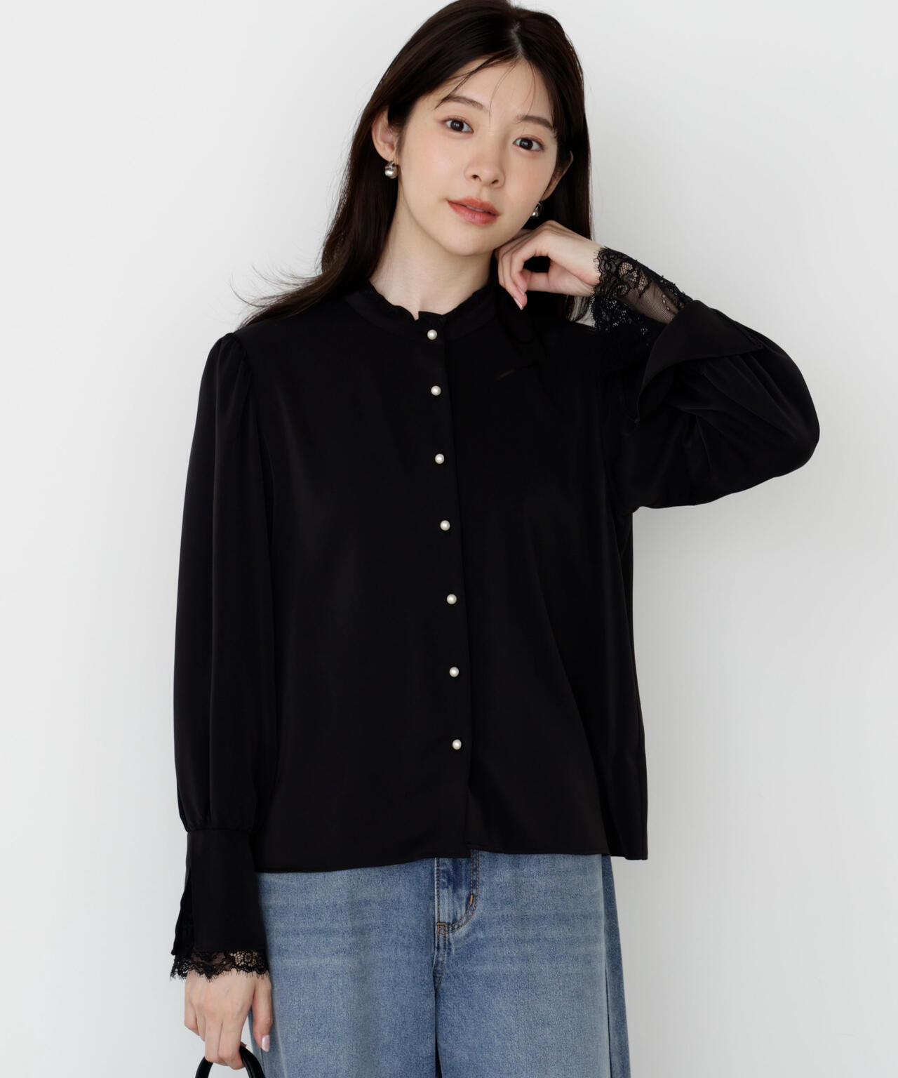 キャンディースリーブパールブラウス