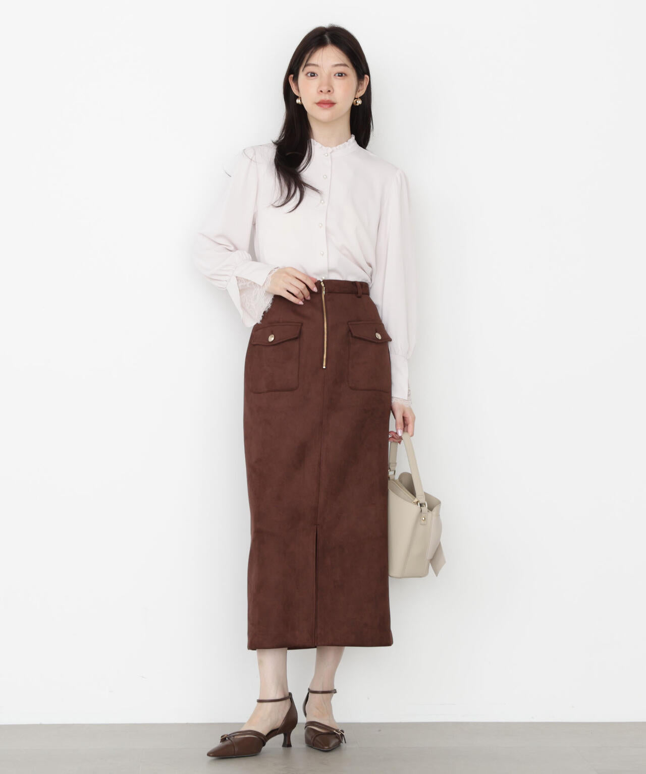 キャンディースリーブパールブラウス