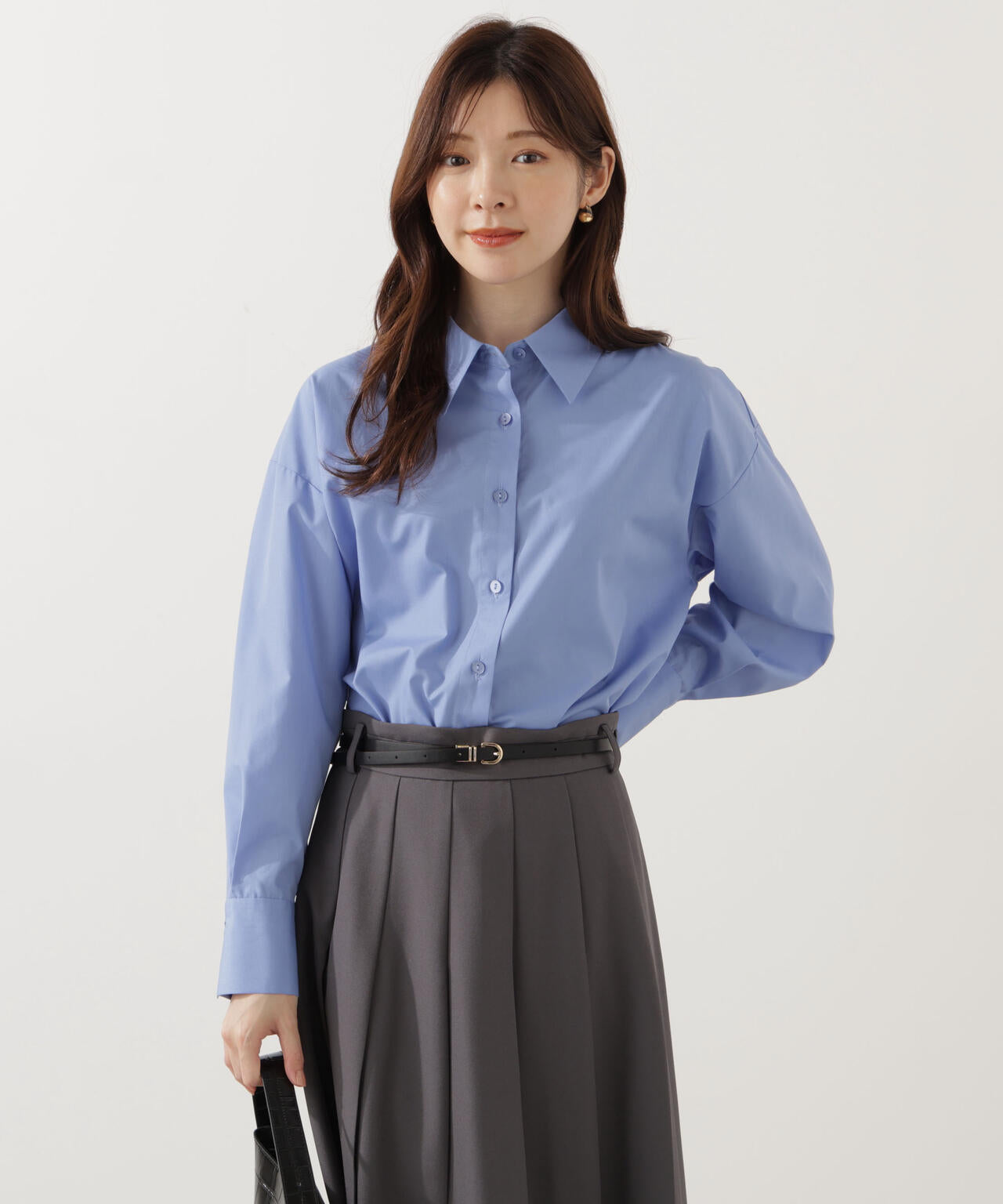 【青島心さん着用】＜ウォッシャブル＞ベーシックシャツ【ネイビーチェック：WEB限定】