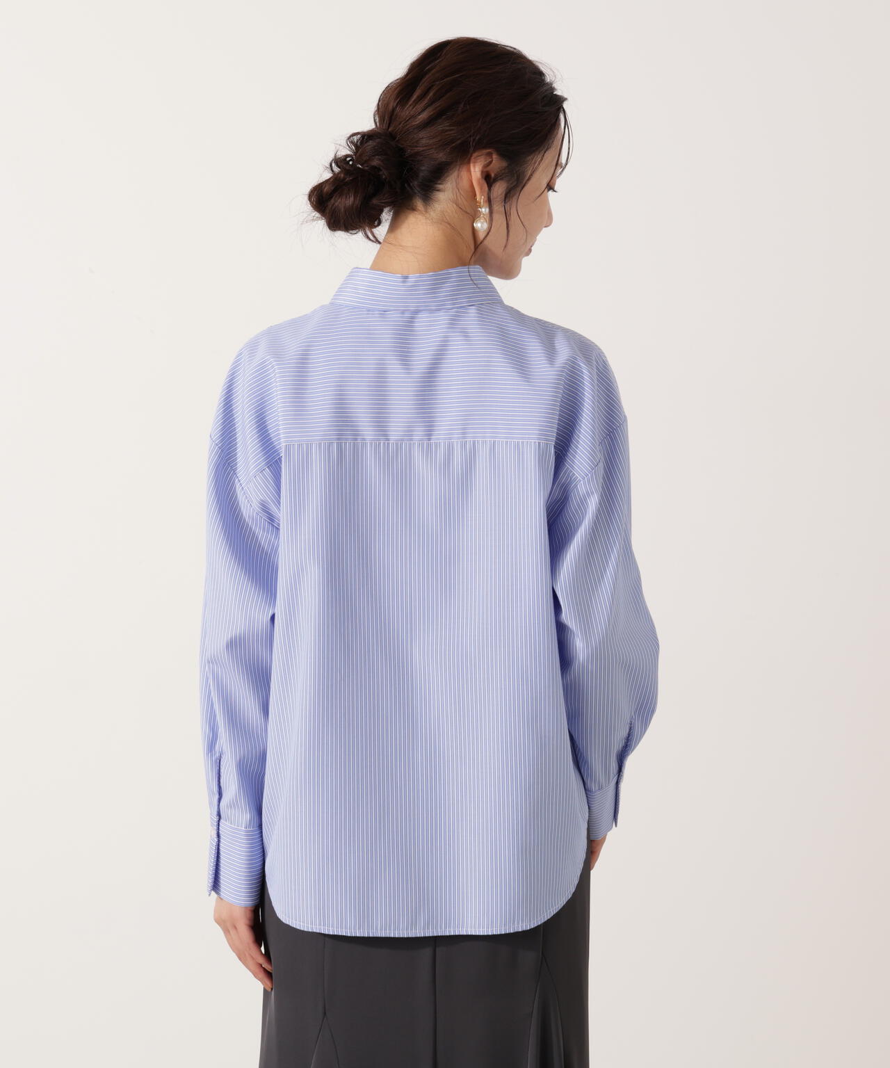 【青島心さん着用】＜ウォッシャブル＞ベーシックシャツ【ネイビーチェック：WEB限定】