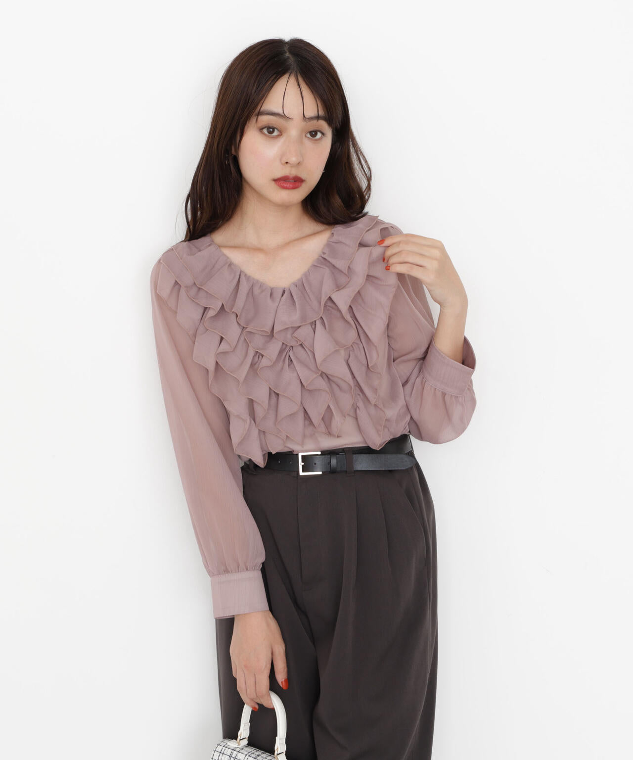 プリルン 12点 ウォッシャブル＞フロントフリルブラウス | PROPORTION BODY