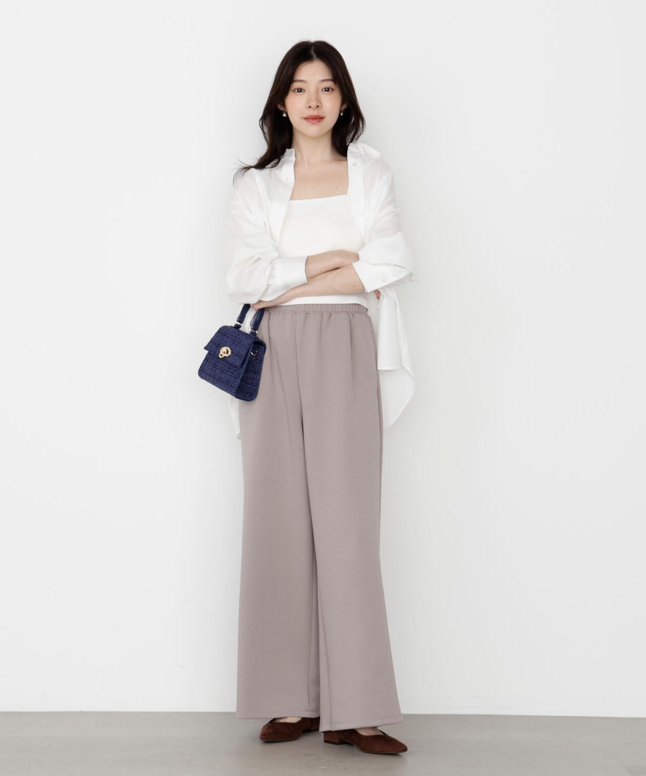 【松川星さん着用】＜ウォッシャブル＞バックリボンシャツ