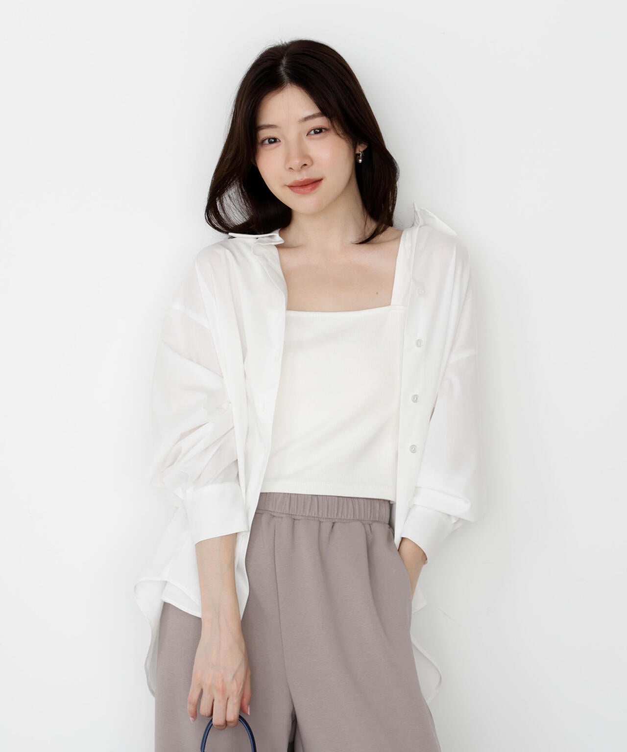 【松川星さん着用】＜ウォッシャブル＞バックリボンシャツ