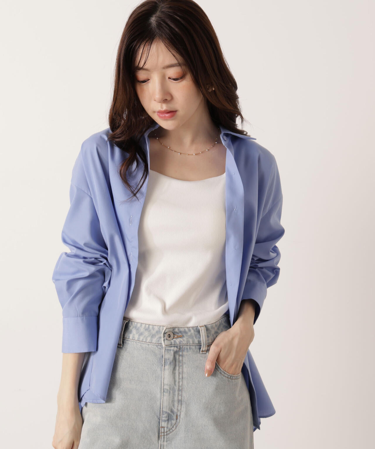 【松川星さん着用】＜ウォッシャブル＞バックリボンシャツ