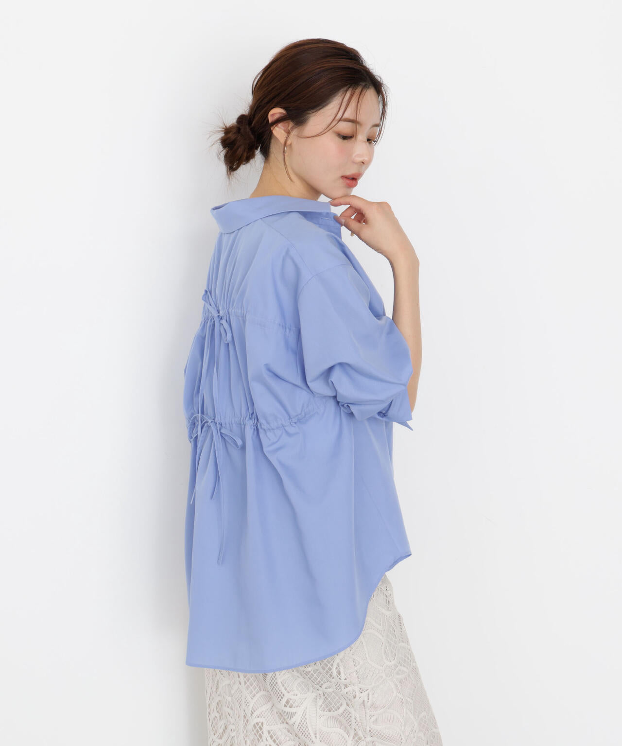 【松川星さん着用】＜ウォッシャブル＞バックリボンシャツ