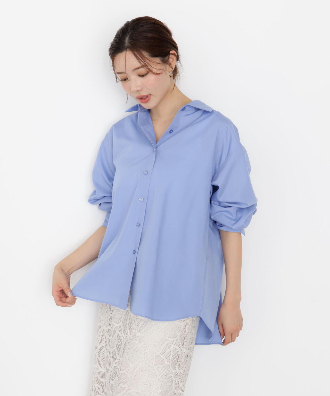 【松川星さん着用】＜ウォッシャブル＞バックリボンシャツ