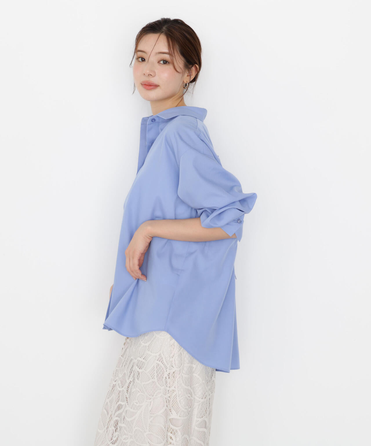 【松川星さん着用】＜ウォッシャブル＞バックリボンシャツ