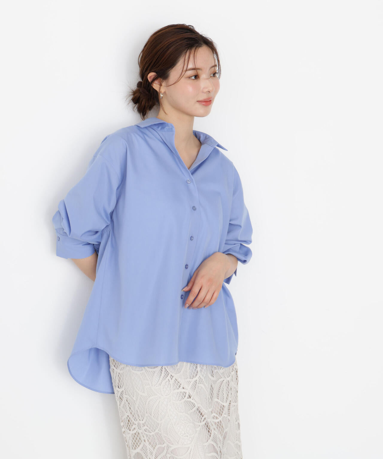 【松川星さん着用】＜ウォッシャブル＞バックリボンシャツ